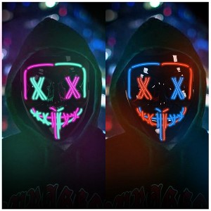 Whizmax 2Pack Light up Mask LED Mask-Scary Masks, Glow Neon Mask Costume Mask with 3 Lighting Modes - 1 of 4