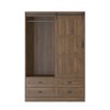 Tall Bedroom Armoire Wardrobe Closet Clothing Storage Cabinet with Hanging Rod Barn Door Drawers Open Shelves - 4 of 4