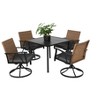ELJGET 5/7-Piece Patio Dining Set, Outdoor Wicker Furniture Set for Backyard Garden with 4 Cushions Swivel Rocker Chairs, Removable Cushions - 3 of 4