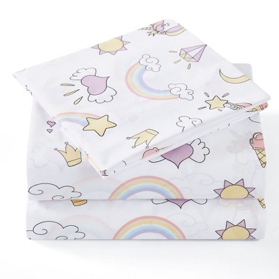 Magical Unicorn Pink Microfiber Twin XL Kids' Sheet Set
