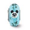 Black Bow Jewelry Fenton Blue Hand Painted Panda Face Glass & Sterling Silver Bead Charm - 2 of 3