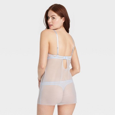 Women's Unlined Garden Party Lingerie Slip Dress - Auden™ Light Blue