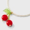 Acrylic Pearl Necklace with Cherry Pendant - Wild Fable™ White/Red: Lobster Claw Clasp, 16" Beaded Necklace, Acrylic Material - 4 of 4