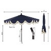 JONATHAN Y Collins 9 ft. Classic Cottage Tassel Market Patio Umbrella with Auto-Tilt, Crank, Wind Vent and UV Protection - 4 of 4