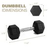 Naysaye Dumbbell Set of 2 12LBS Hex Dumbbell with Chrome Plated Knurled Handle Rubber Coated Solid Cast Iron for Home Gym, Silver, 12"*9"*5" - 3 of 4