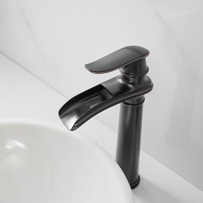 Oil-Rubbed Bronze Waterfall Bathroom Vessel Sink Faucet