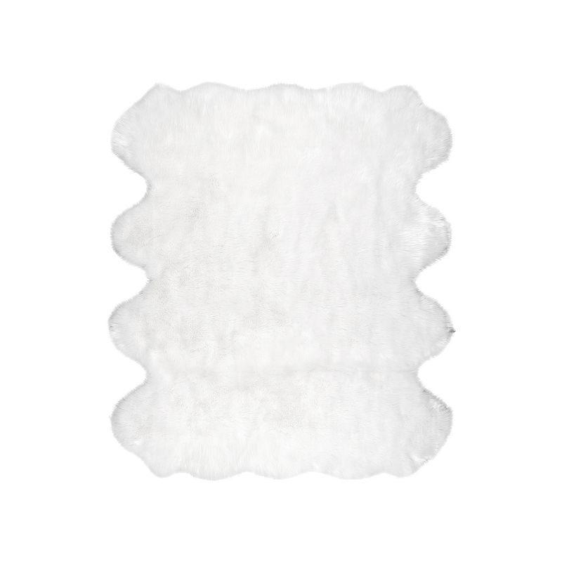 nuLOOM Ayana Faux Sheepskin Octo Shaggy Area Rug, Shaped 6' x 6' 11", White, 1 of 10