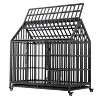 Dog Crate,with Roof and Window,Metal,Pet Kennel Playpen with Lockable Wheels,Black,47.2in,for Indoor Outdoor - 3 of 4