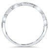 Pompeii3 1/10ct Vintage Floral Leaf Diamond Wedding Stackable Ring 14K White Gold - 2 of 4
