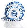 Elama Blue Garden 12 Piece Scalloped Lightweight Melamine Dinnerware Set in Blue - image 4 of 4