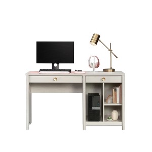 GDFStudio Harper Wood Computer Desk with Drawers and Adjustable Storage Shelf - 1 of 4