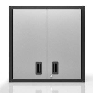 Garage Wall Mounted Storage Cabinet with Two Doors and One Shelf, Lockable Metal Wall Cabinet, Hanging Tool Cabinet for Garage Utility Room - 1 of 4