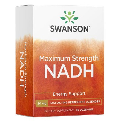 Swanson Dietary Supplement Fast-Acting Maximum Strength Nadh 20 mg Lozenge - Peppermint 30ct.