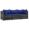 VidaXL 2 Piece Patio Lounge Set with Cushions Poly Rattan Gray - 2 of 4