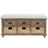 NicBex Shoe Rack Bench Shoe Storage Organizer Rustic Storage Bench with 3 Drawers and 3 Rattan Baskets for Entryway Bedroom - 3 of 4