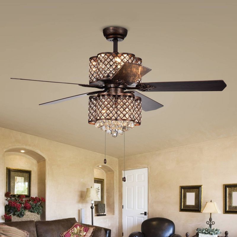 52&#34; x 52&#34; x 22&#34; 6-Light Quincy Ceiling Fan Brown - Warehouse Of Tiffany, 3 of 6