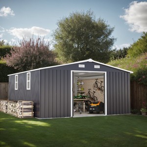 Outdoor 10x12 FT Storage Sheds, Storage Sheds with Two daylight Windows, Extra Large Size Storage Sheds with 0.25mm Steel Plate-Coolbibila - 1 of 4