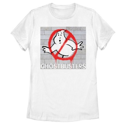 Women's Ghostbusters Brick Spray Logo T-shirt - White - Large : Target