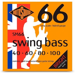 Rotosound SM66 Swing Bass Stainless Steel Bass Guitar Strings - Hybrid Gauge (40 - 100) - 1 of 1