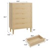 5 Drawer Rattan Dresser, Tall Narrow Chest of Drawers with Metal Legs, Farmhouse Wooden Storage Cabinet for Bedroom, Living Room, Entryway - 2 of 4