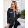 Womens Velvet Long Sleeve Button Down Shirts Casual Blazer Jacket Oversized Blouses Tops - 4 of 4
