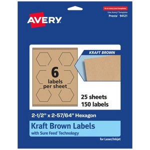Avery Kraft Brown Hexagon Labels with Sure Feed, 2-1/2" x 2-57/64" - 1 of 4