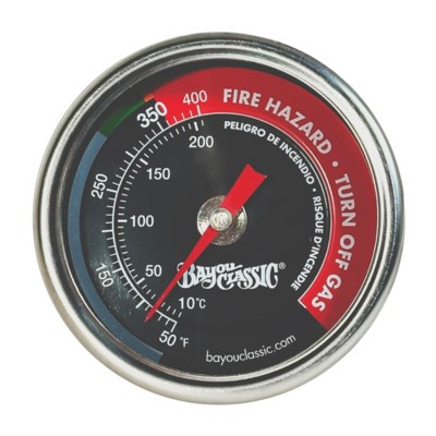Bayou Classic 5070 Bayou Fryer Thermometer Stainless Steel Design Tempered Glass Dial Face