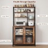 Bakers Rack with Cabinet, 5 Tier Microwave Stand 63.78", Baker Rack with Fluted Door Large Kitchen Oven Stand Tall Bar Cabinet, Retro Brown - 3 of 4