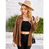 Womens Velvet Long Sleeve Button Down Shirts Casual Blazer Jacket Oversized Blouses Tops - 3 of 4