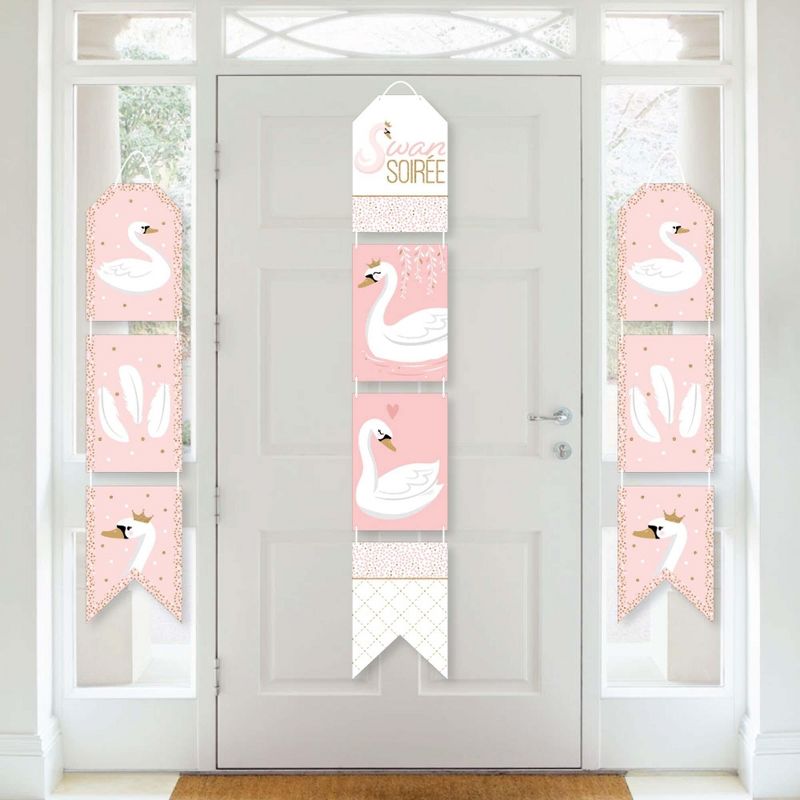 Big Dot of Happiness Swan Soiree - Hanging Vertical Paper Door Banners - White Swan Baby Shower or Birthday Party Wall Decor Kit - Indoor Door Decor, 1 of 8