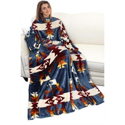 Catalonia Wearable Blanket with Sleeves and Pocket, Cozy Soft Fleece Mink Micro Plush Wrap Throws Blanket Robe for Adults, Gift for Her