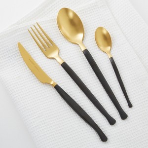 BergHOFF DiNA Evolve 24Pc Stainless Steel Flatware Set, Black and Gold - 1 of 4