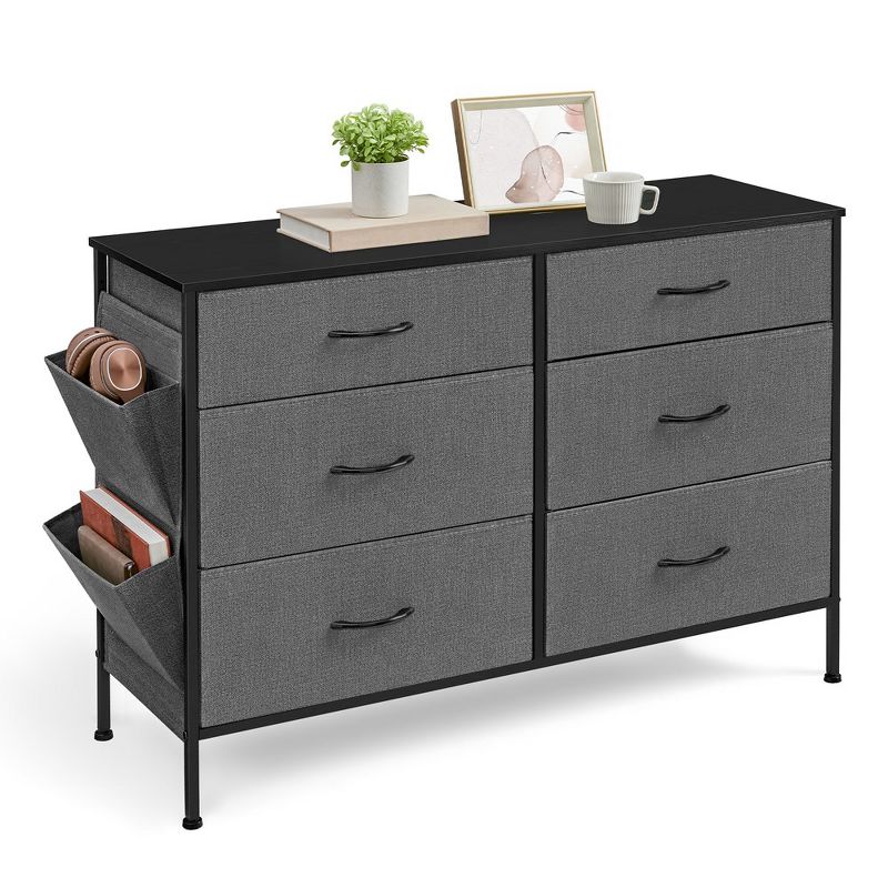 SONGMICS 6 Dresser for Bedroom, Chest Side Pockets, Drawer Dividers, Fabric Storage Organizer for Closet, Charcoal Slate Gray, 2 of 5
