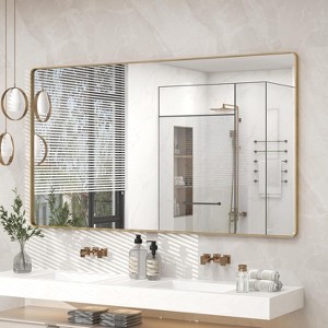 KIOTEE Rectangular Aluminum Alloy Framed and Tempered Glass Wall Bathroom Vanity Mirror in Matte Black - 1 of 4