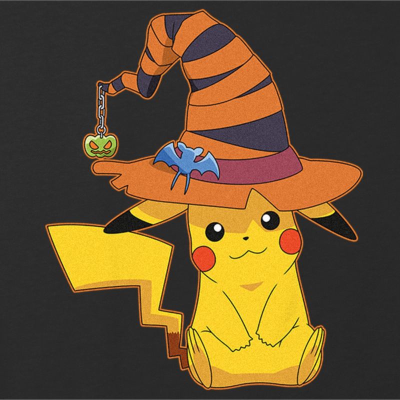 Girl's Pokemon Halloween Pikachu Witch Hat T-Shirt, 2 of 4