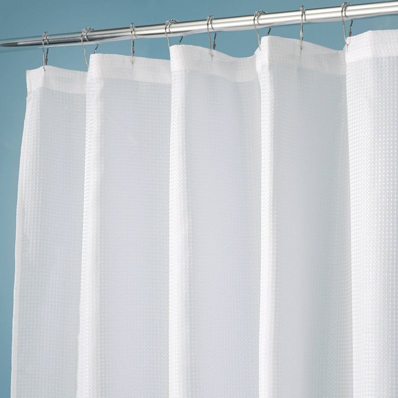 iDESIGN 72&#34;x72&#34; Carlton Fabric Shower Curtain White, 4 of 5