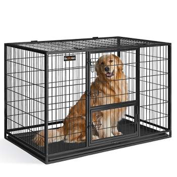 Feandrea Heavy-Duty Dog Crate, Metal Dog Kennel and Cage with Removable Tray, for Small and Medium Dogs