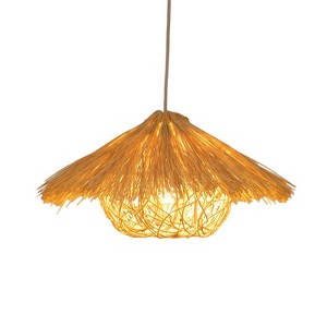 YIYIBYUS Woven Pendant Light, Rustic Pendant Light Fixture, Farmhouse Ceiling Hanging Lamp - 1 of 4