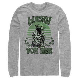 Men's Star Wars St. Patrick's Day Yoda Lucky You Are Clovers Long Sleeve Shirt - 1 of 4