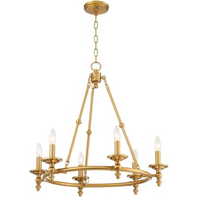 Antique Brass 6-Light Wagon Wheel Chandelier