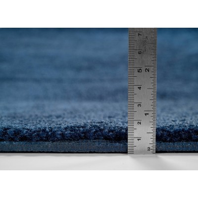 Navy Nylon Traditional Washable Bathroom Rug Set