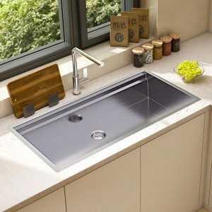 AMERLIFE Undermount Workstation Kitchen Sink, 16 Gauge 304 Stainless Steel Single Bowl Sink with Cutting Board, Drying Rack & Drain Assembly - 1 of 4