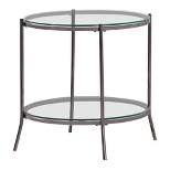 Laurie Round End Table with Glass Top and Shelf Black Nickel - Coaster