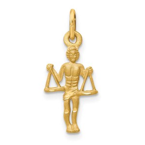 Black Bow Jewelry 14k Yellow Gold Libra the Scale Zodiac Satin and Diamond Cut Charm - 1 of 3