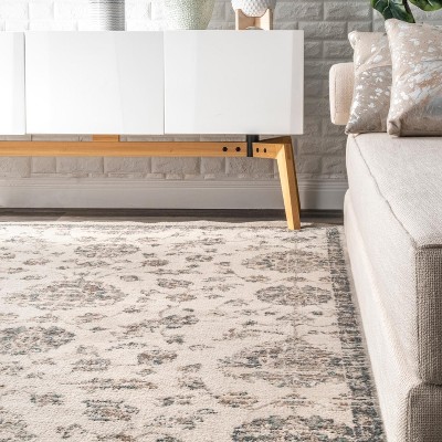 Clarissa Gray and Beige Rectangular Synthetic Oriental Rug