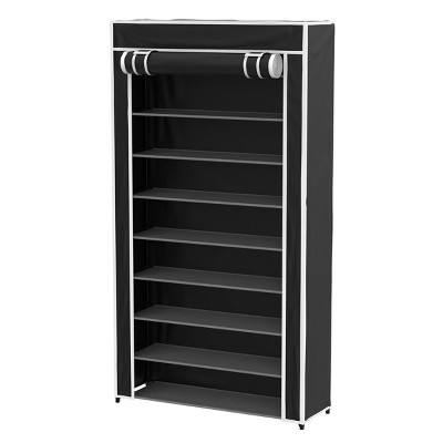 Hastings Home Freestanding Tiered Shoe Rack with Dust Cover - Black