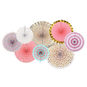 Unique Bargains Party Decoration Hanging Paper Fan with Clips 8 Pcs - 1 of 4