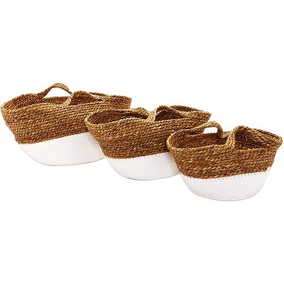 Farmlyn Creek 3-Pack Round Woven Storage Baskets with Handles for Boho Decoration (3 Sizes)