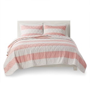Gracie Mills Orson Classic Cotton Cabana Stripe Reversible Quilt Set - 1 of 4