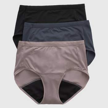 Hanes Women's 3pk Comfort Period And Postpartum Light Leak Protection  Bikini Underwear - Beige/gray/black Xxl : Target